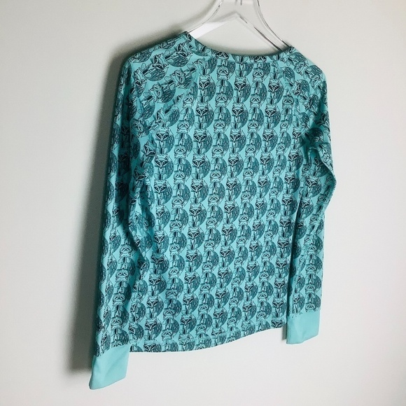 North Face Women's Base Layer Fox Print Long Sleeve Snap Button Teal Shi… - Picture 8 of 11